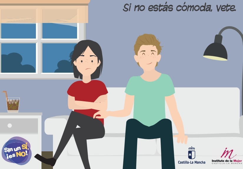Imagen de la campaña 'Sin un sí, ¡es no!' que el Instituto de la Mujer en Castilla-La Mancha puso en marcha en 2016 para combatir las violaciones en cinta.