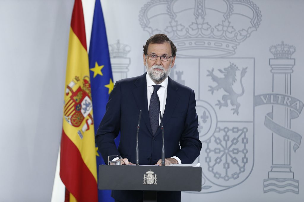 Mariano Rajoy en un momento de su comparecencia institucional sobre la crisis de Cataluña.