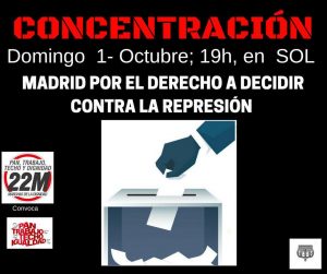 Cartel de la concentración "Por el derecho a decidir" en la Puerta del Sol.