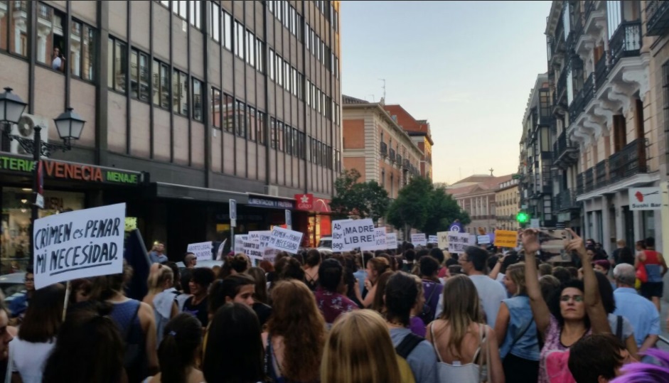 manifestación por el aborto libre y legal en Madrid.