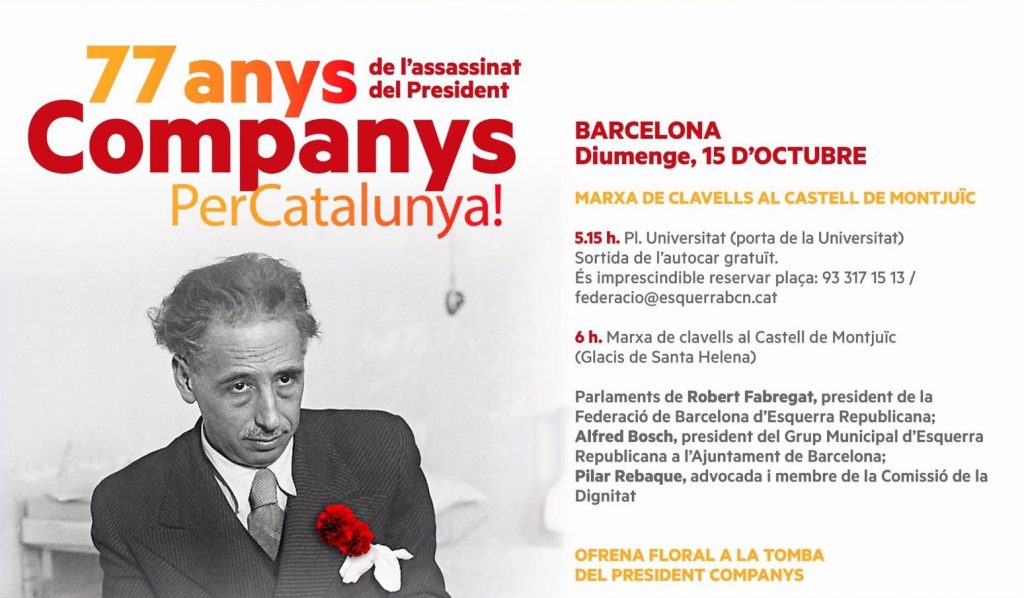 cartel con los actos conmemorativos del 77 aniversario del fusilamiento del president de la Generalitat Lluís Companys