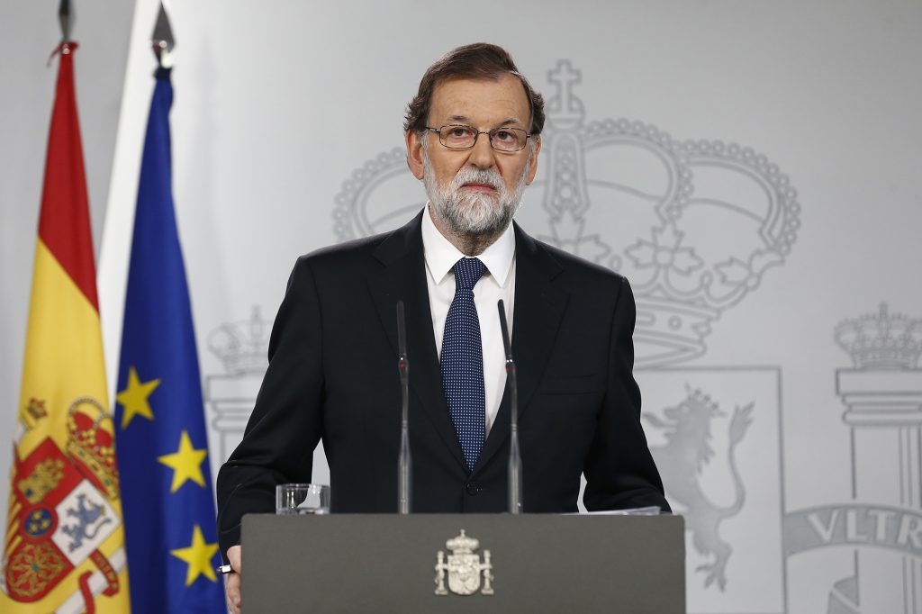 Rajoy habla en la Moncloa sobre Cataluña.