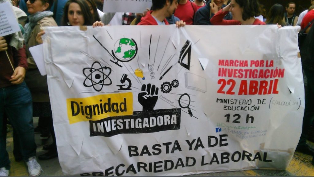 Una protesta de jóvenes investigadores en una imagen de archivo.