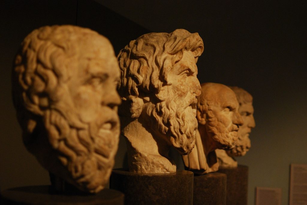 Sócrates, Platón, Aristóteles y Parménides