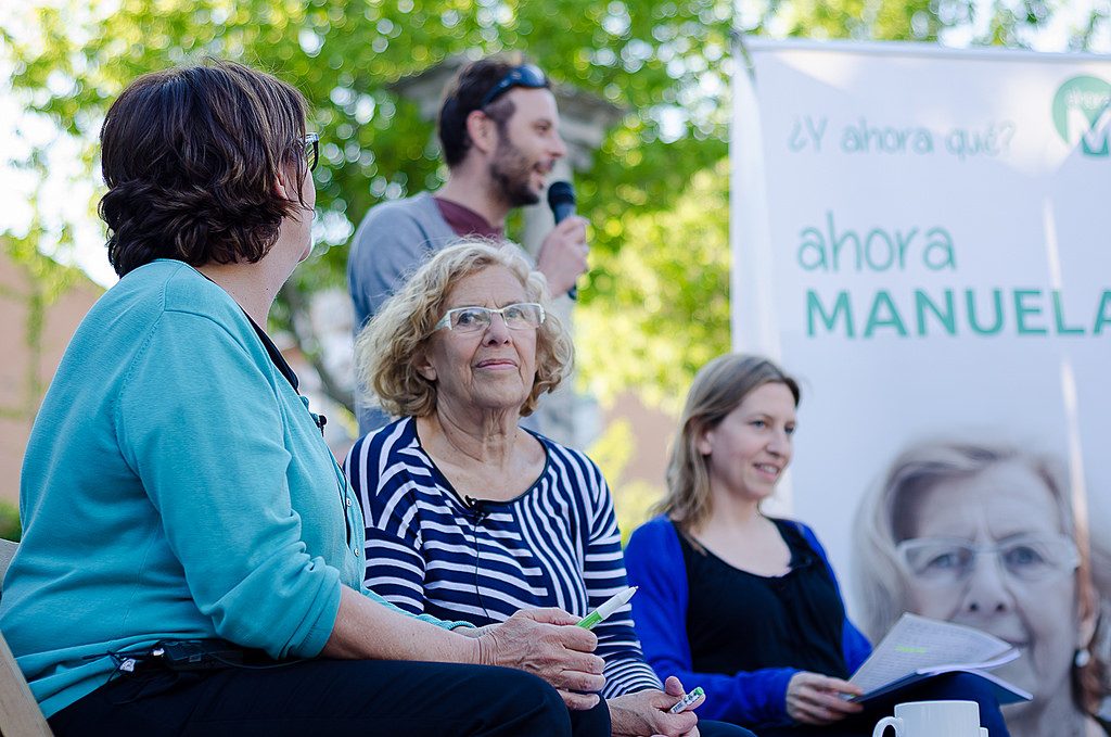 Manuela Carmena, en un acto de campaña de Ahora Madrid en 2015.