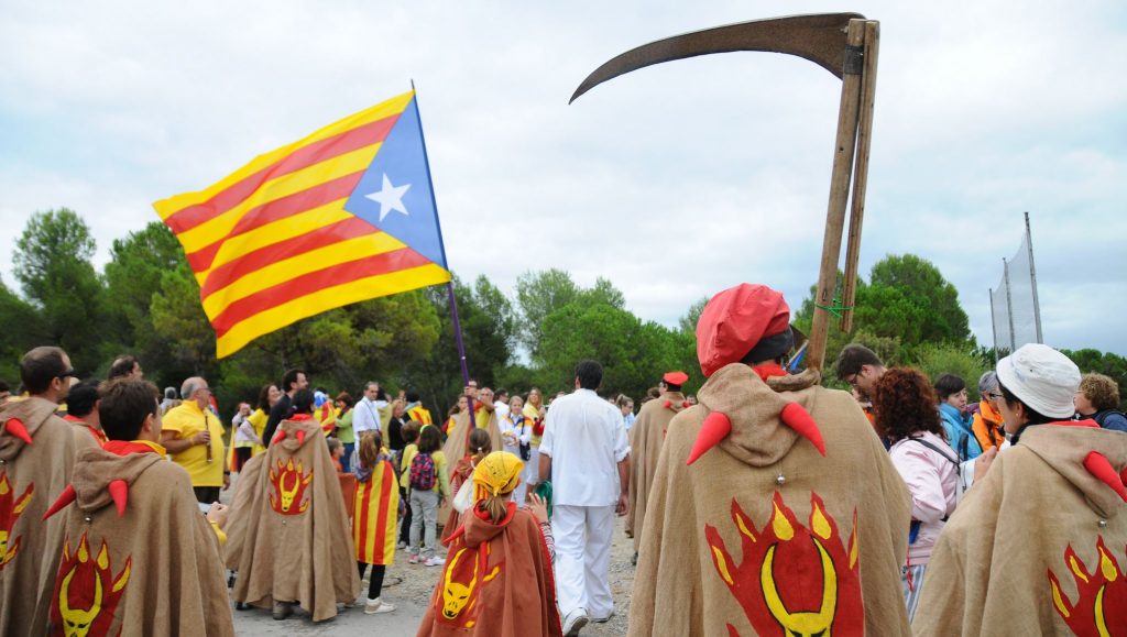 Un acto proindependentista durante la Diada de 2013 en un área rural catalana