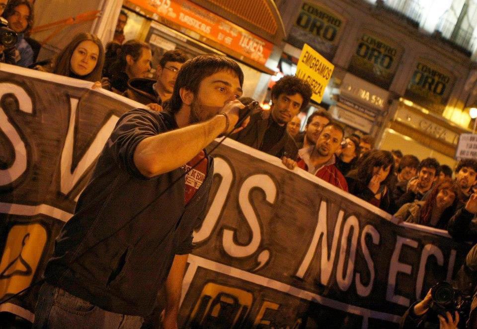 Imagen de Ramón Espinar en una protesta de Juventud Sin Futuro.