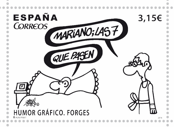 Sello de Correos con una viñeta de Forges