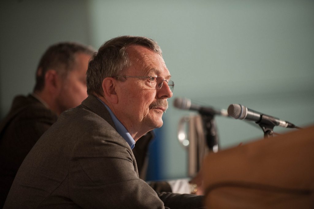 Wolgang Streeck en un momento de la conferencia que ofreció en el Centro de Estudios de Europa