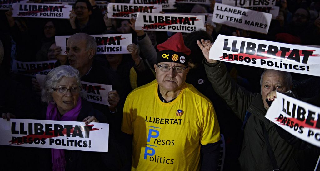 Manifestación en Barcelona para exigir la puesta en libertad de los presos políticos