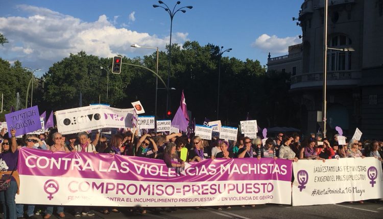 La cabecera de la manifestación de este 16M por el cumplimiento del Pacto de Estado contra la Violencia de Género.