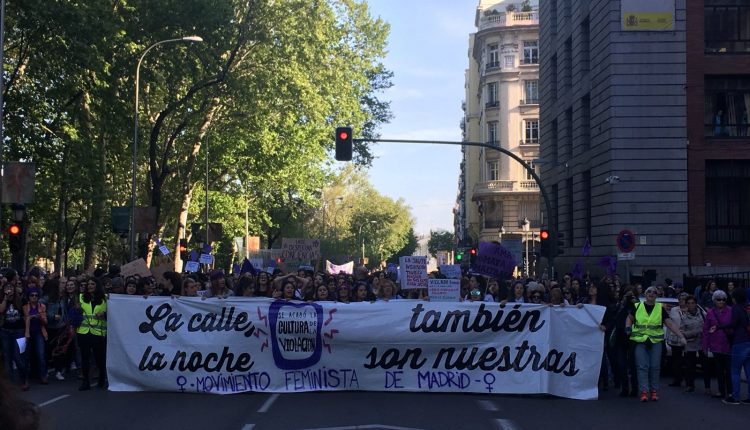 Cabecera de la manifestación feminista de este viernes.