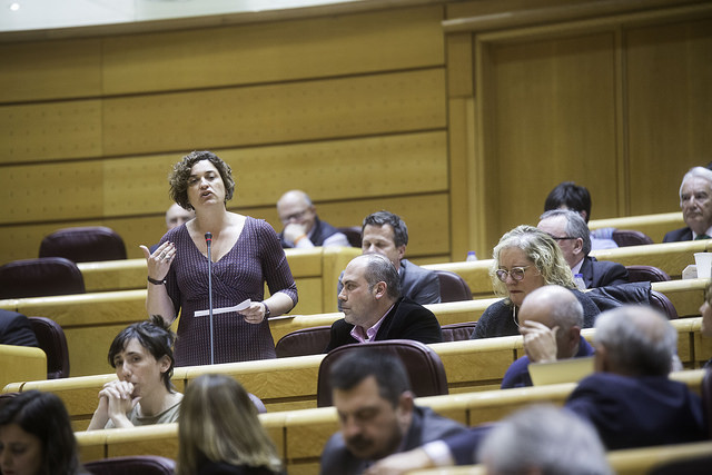 Sara Vilà, senadora de En Comú Podem, durante una sesión plenaria en la Cámara Alta.