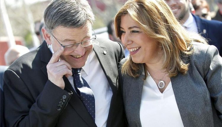 El presidente de la Comunidad Valenciana, Ximo Puig, y la presidenta de Andalucía, Susana Díaz, en una foto de archivo.