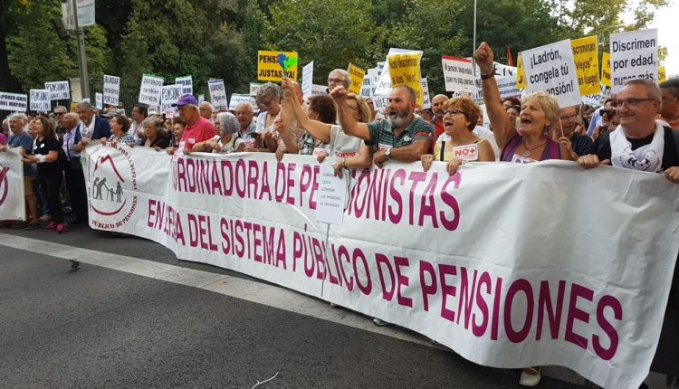 La cabecera de la Coordinadora de Pensionistas.