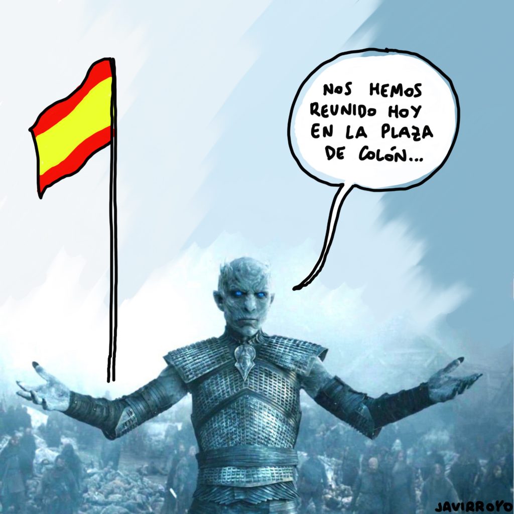 Viñeta de Javirroyo sobre la manifestación en Colón contra Sanchez