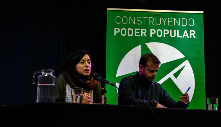 Los Anticapitalistas Rommy Arce y Raúl Camargo en la rueda de prensa de este martes./Anticapitalistas