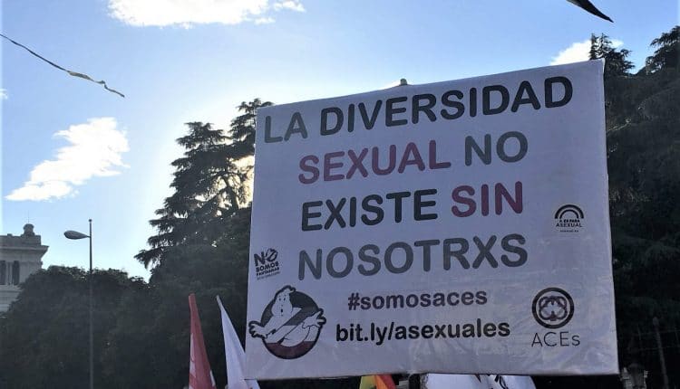 Manifestación del Orgullo Crítico en 2018 en Madrid asexuales