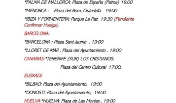 Lista de concentraciones, facilitada por la asociación Kellys Unión Baleares.